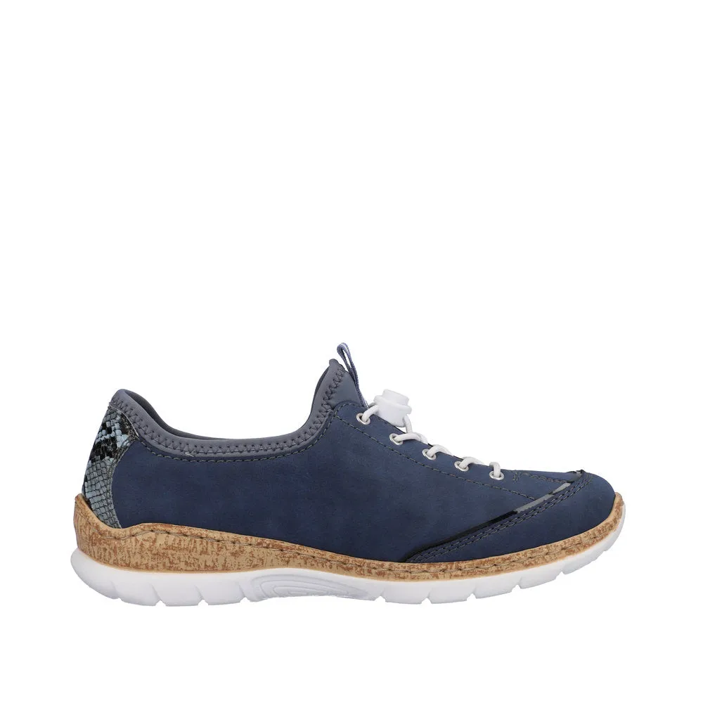 Rieker N42T0-14 Ladies Jeans Blue Textile Slip On Trainers