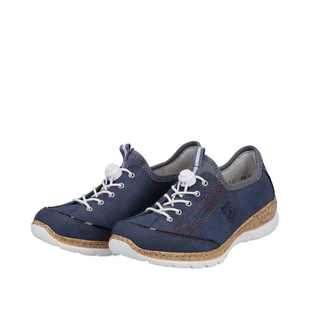 Rieker N42T0-14 Ladies Jeans Blue Textile Slip On Trainers