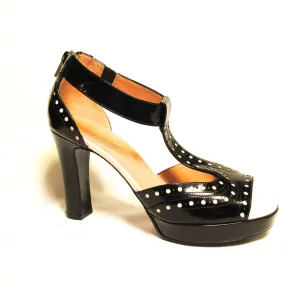 Robert Clergerie Women's Black Leather Platform Pong Sandals