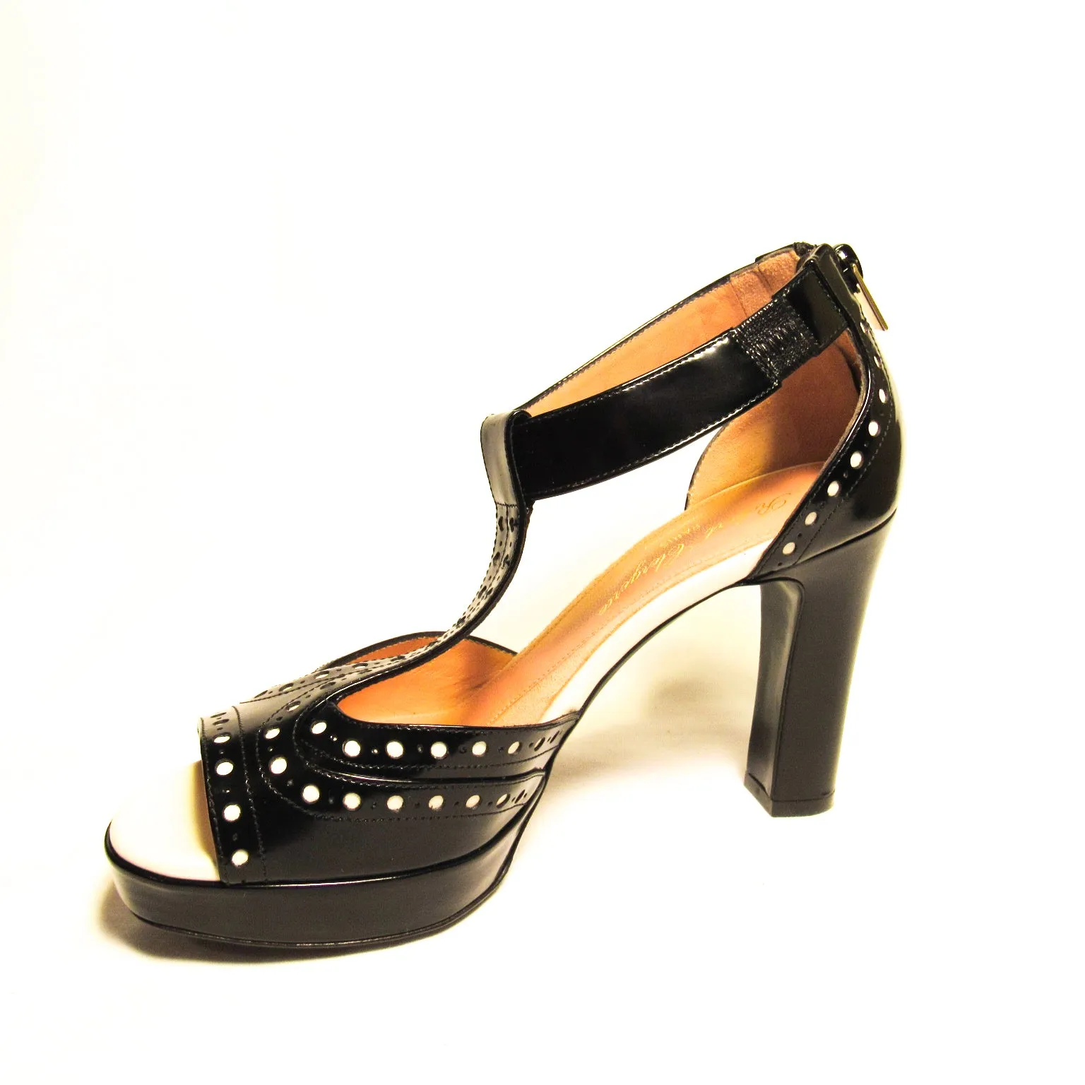 Robert Clergerie Women's Black Leather Platform Pong Sandals