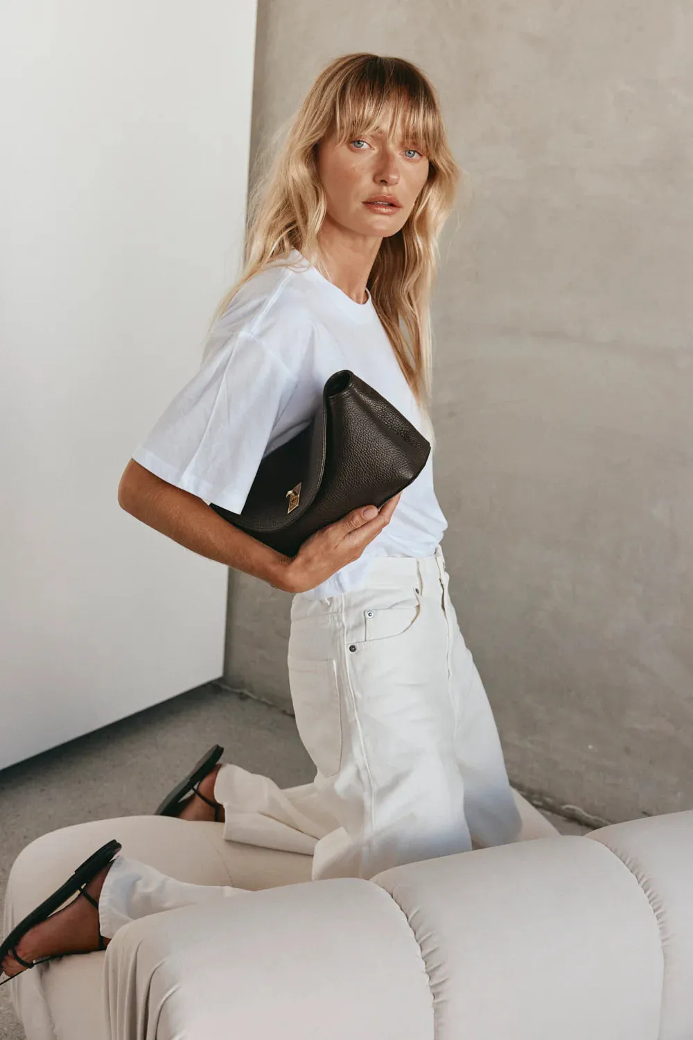 Sloane  Leather Convertible Clutch | Dark Chocolate
