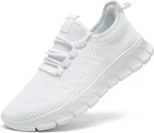 Sport Gym Shoes Casual Fashion Sneaker Tennis Walking Sneakers Lightweight Womens Running Shoes Non Slip Workout White Size 9