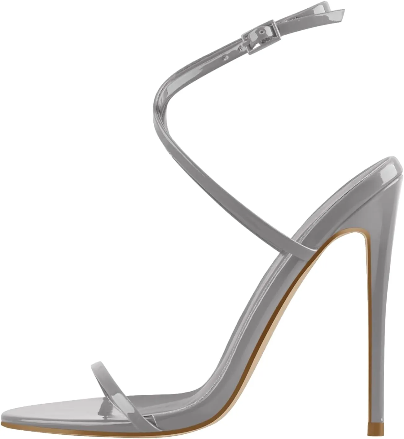 Strappy High Stiletto Heels, Ankle Strap Buckle Heeled Womens Sandals, Sexy Comfort Open Round Toe Heels for Daily Party Dress