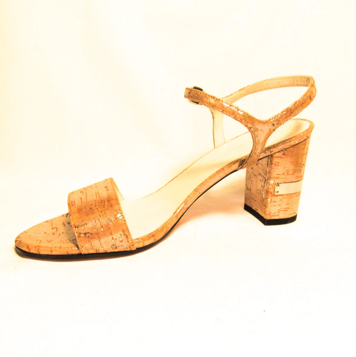 Stuart Weitzman Women's Metallic Standby Embossed Leather Sandals