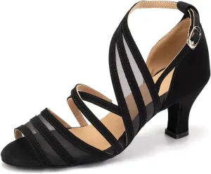 SWDZM Women's Latin Dance Shoes Open Toe Salsa Ballroom Net Yarn Dance Shoes,Model-L300
