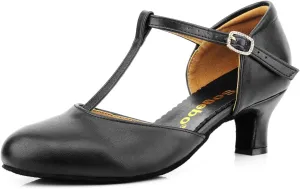 T-Strap Character Shoe for Women Salsa Latin Dance Heels Dress Pumps