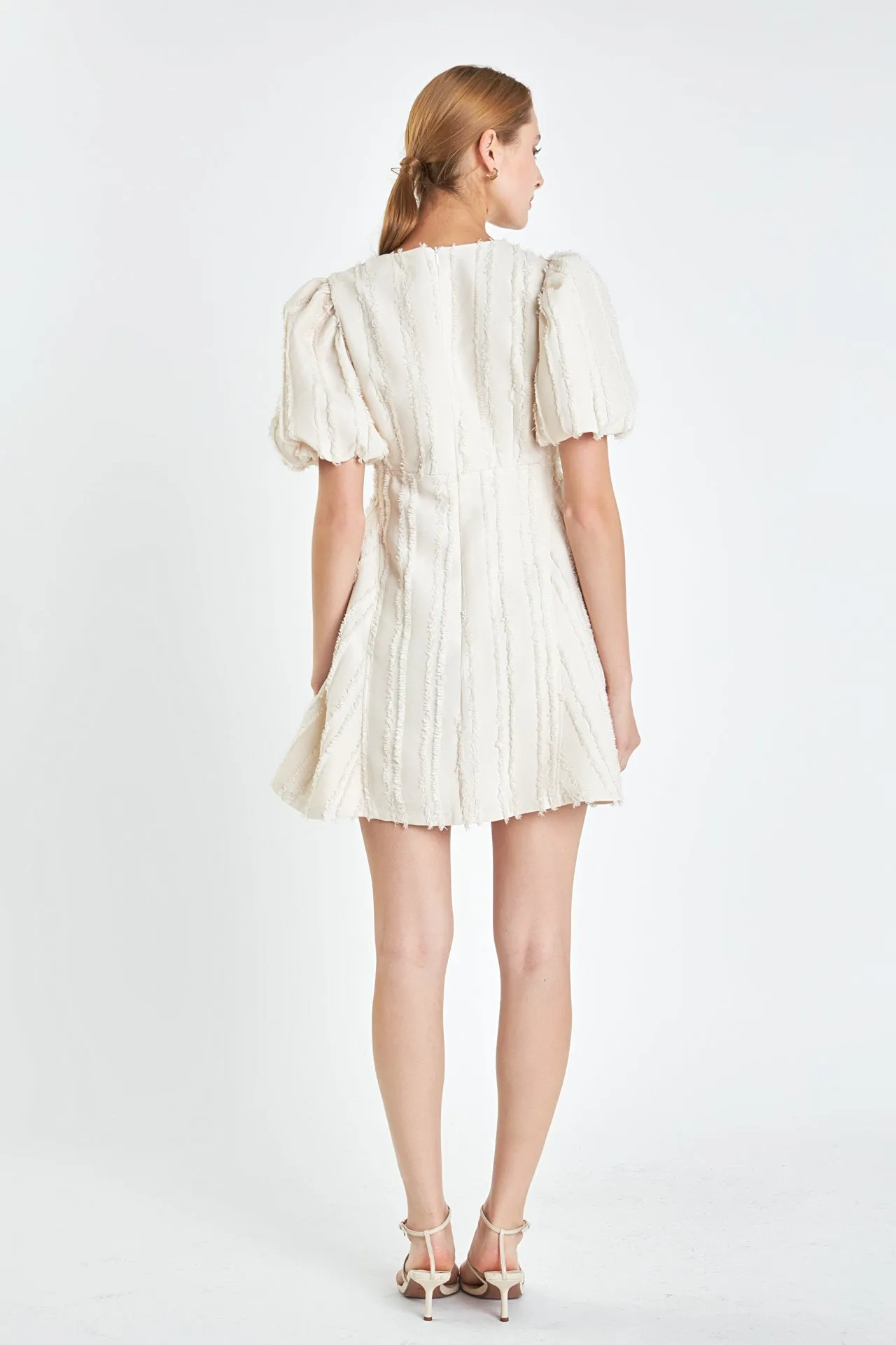 Textured Buttoned Mini Dress