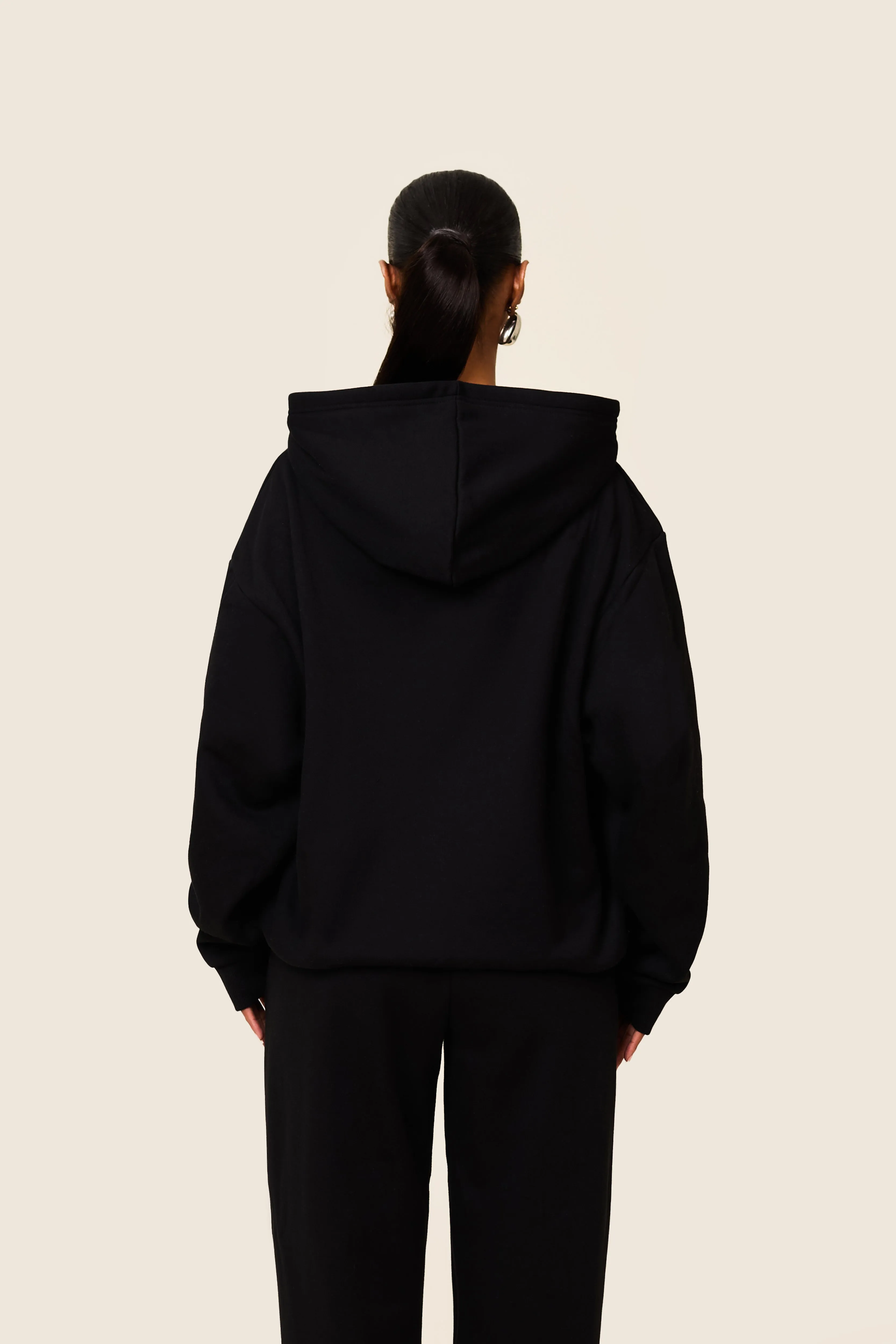 The Essentials Long Zip Jacket - Black