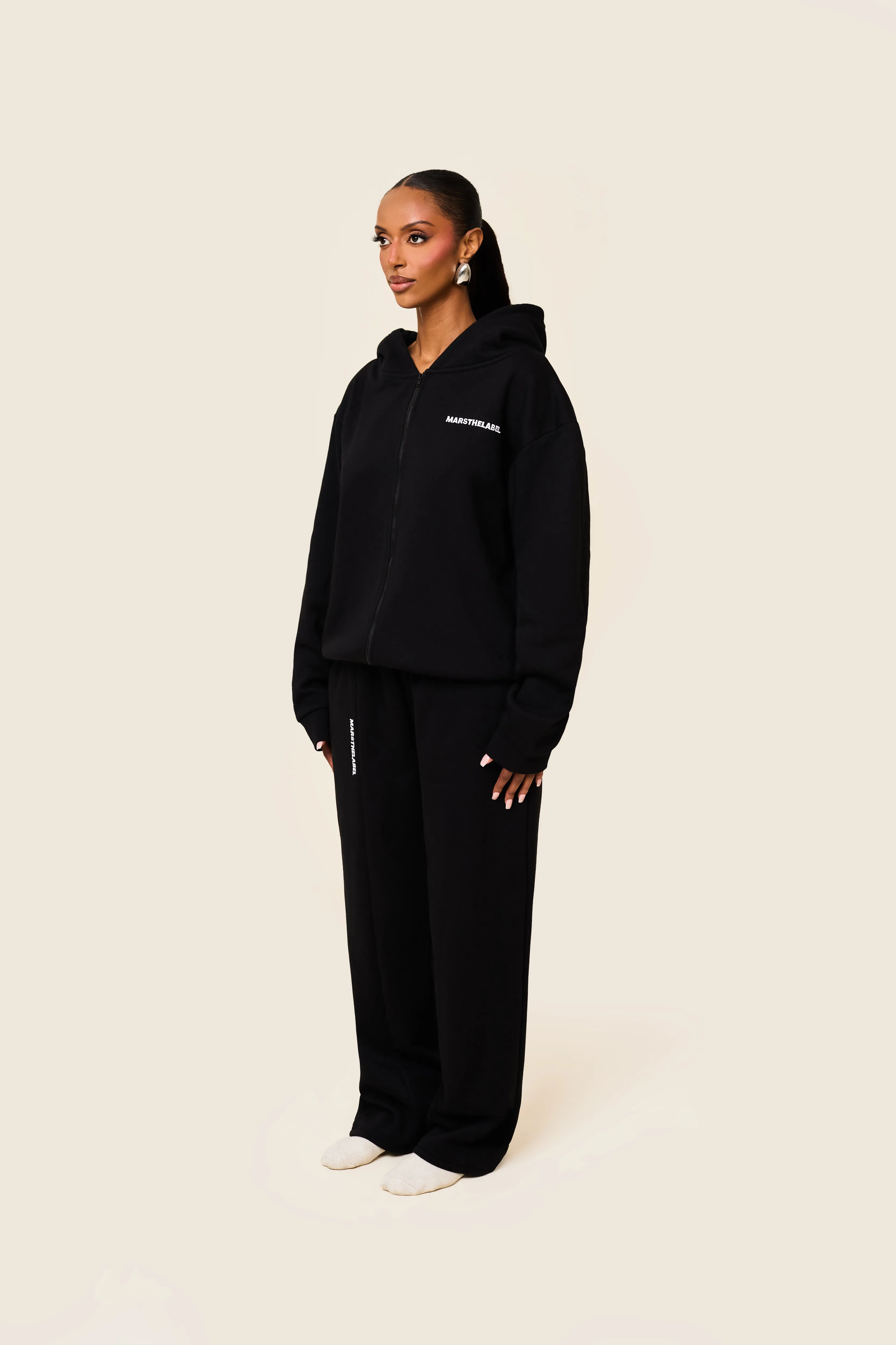 The Essentials Long Zip Jacket - Black