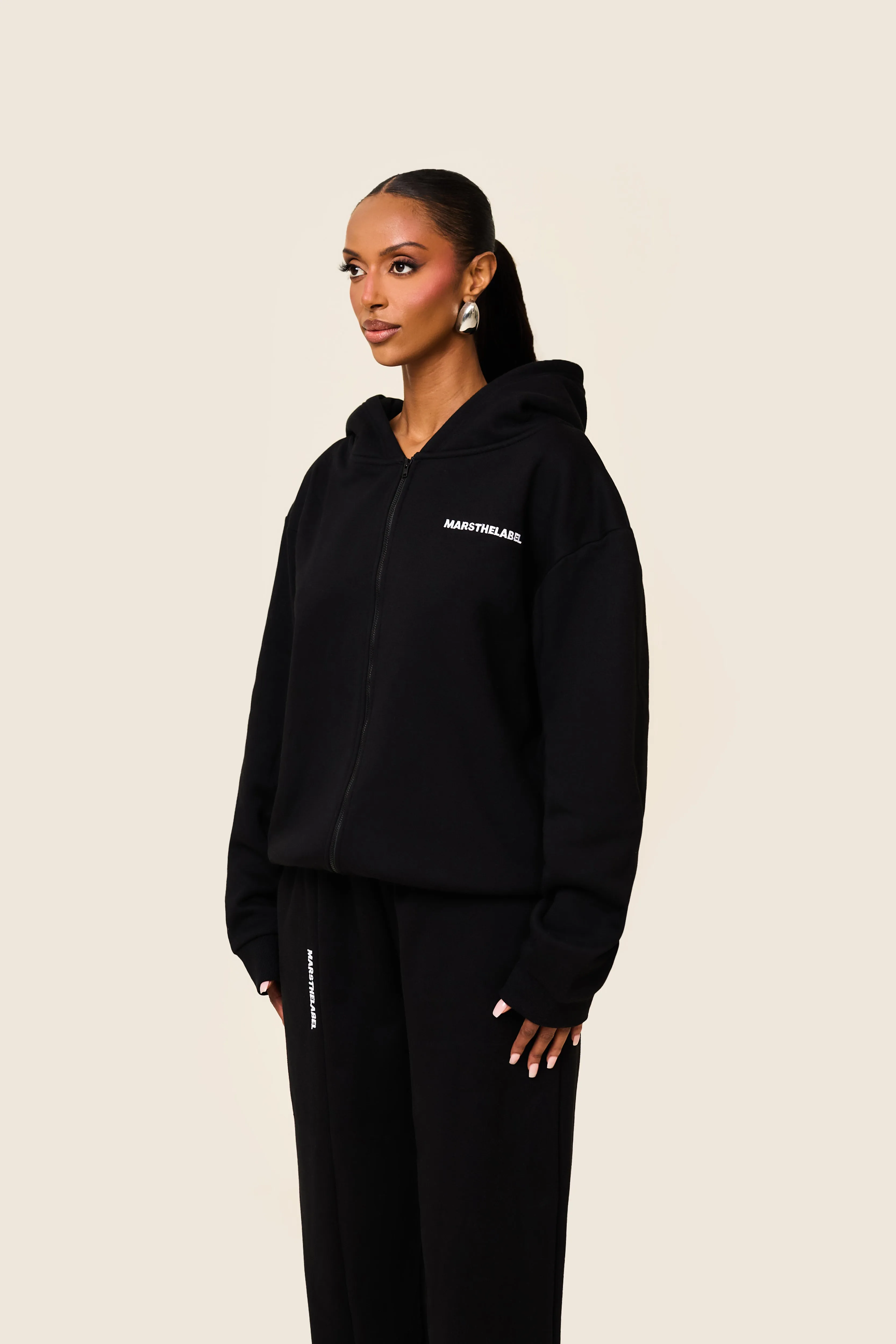 The Essentials Long Zip Jacket - Black