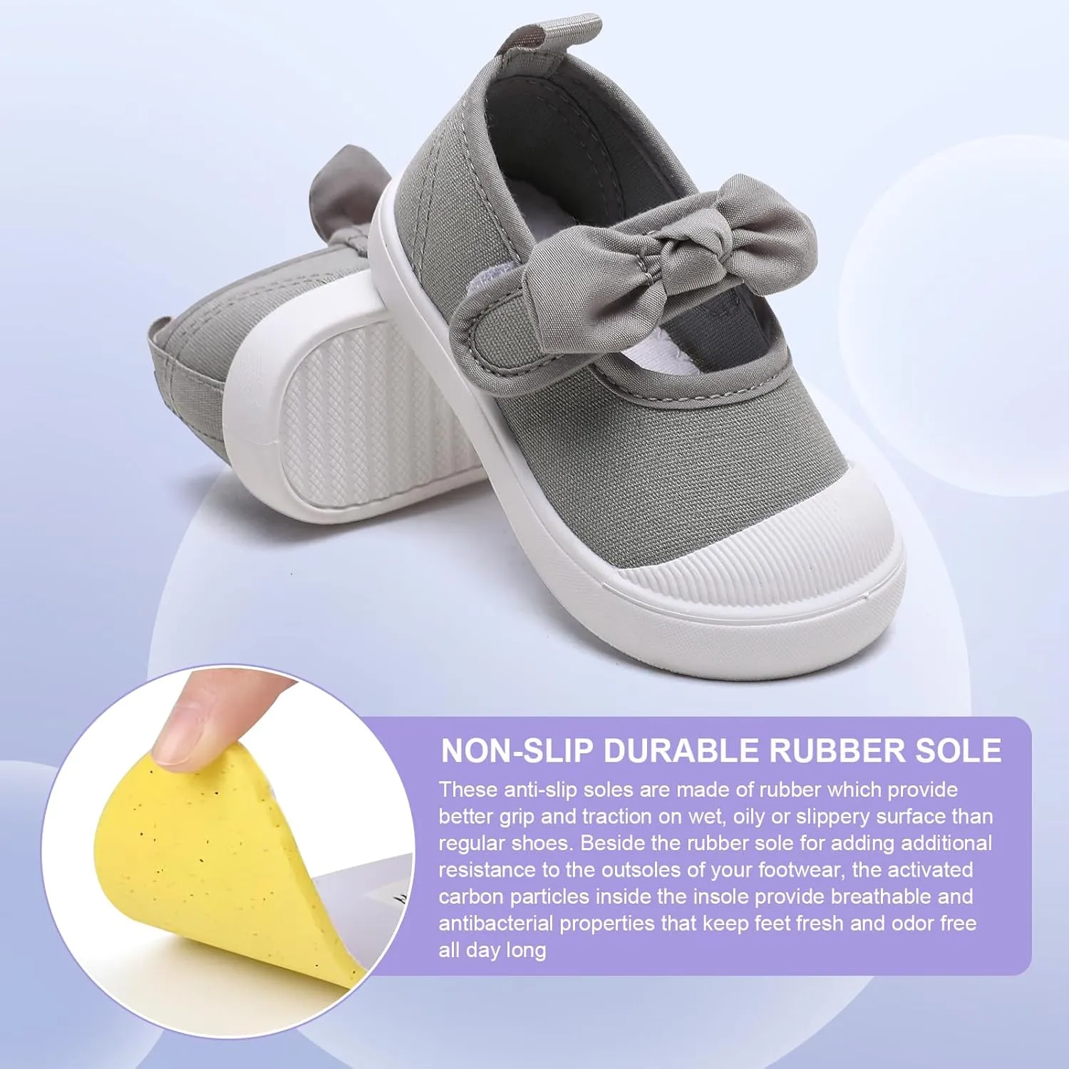 Toddler Girl's Canvas Sneakers Bowknot Mary Jane Flat Shoes for Kids School Uniform Shoes Dress Shoes