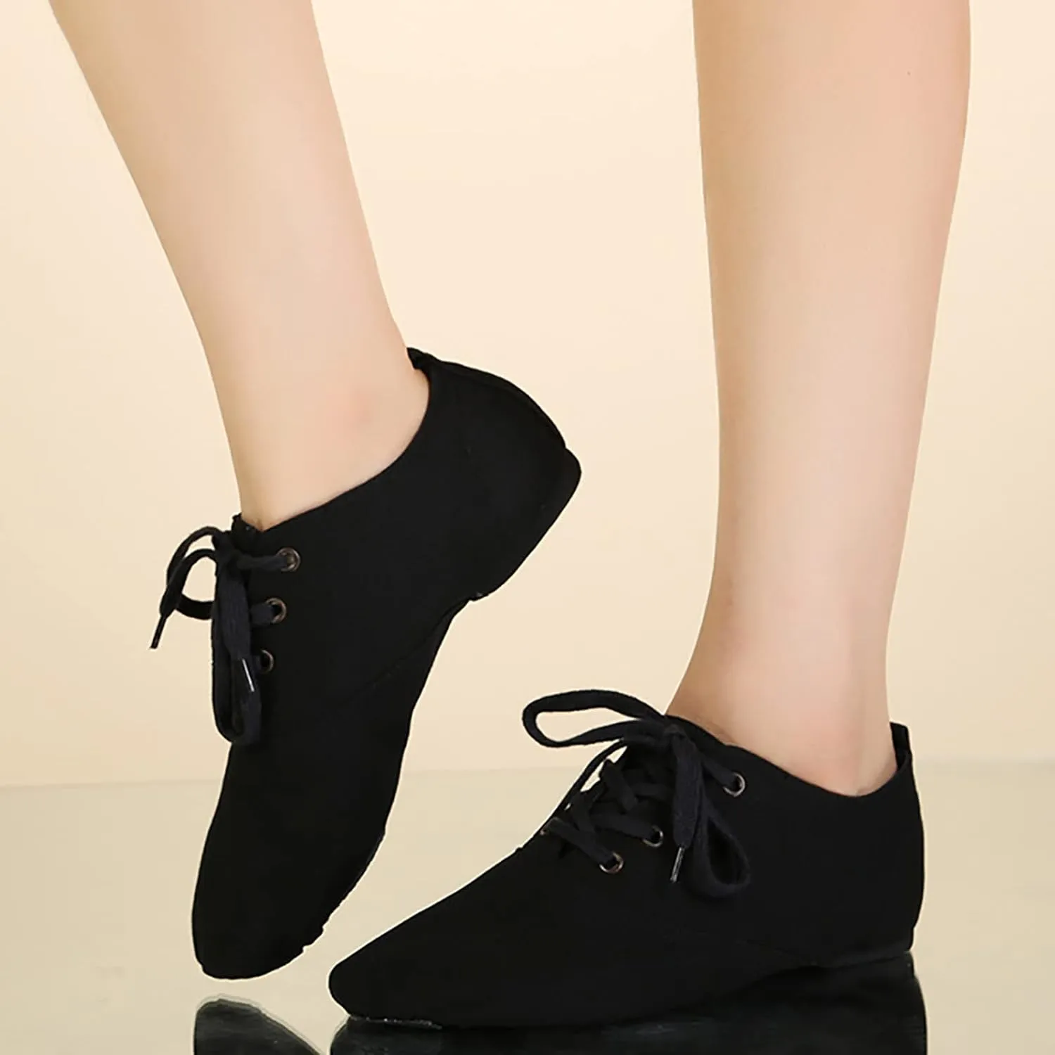 Women's Canvas Dance Shoes Tap Flex Canvas Tap Shoe Ballet Shoes for Women Adult Jazz Dance Sneaker