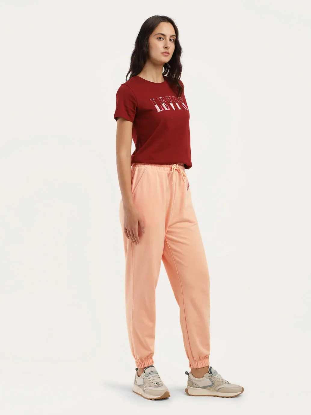 Women's Regular Fit Peach Joggers
