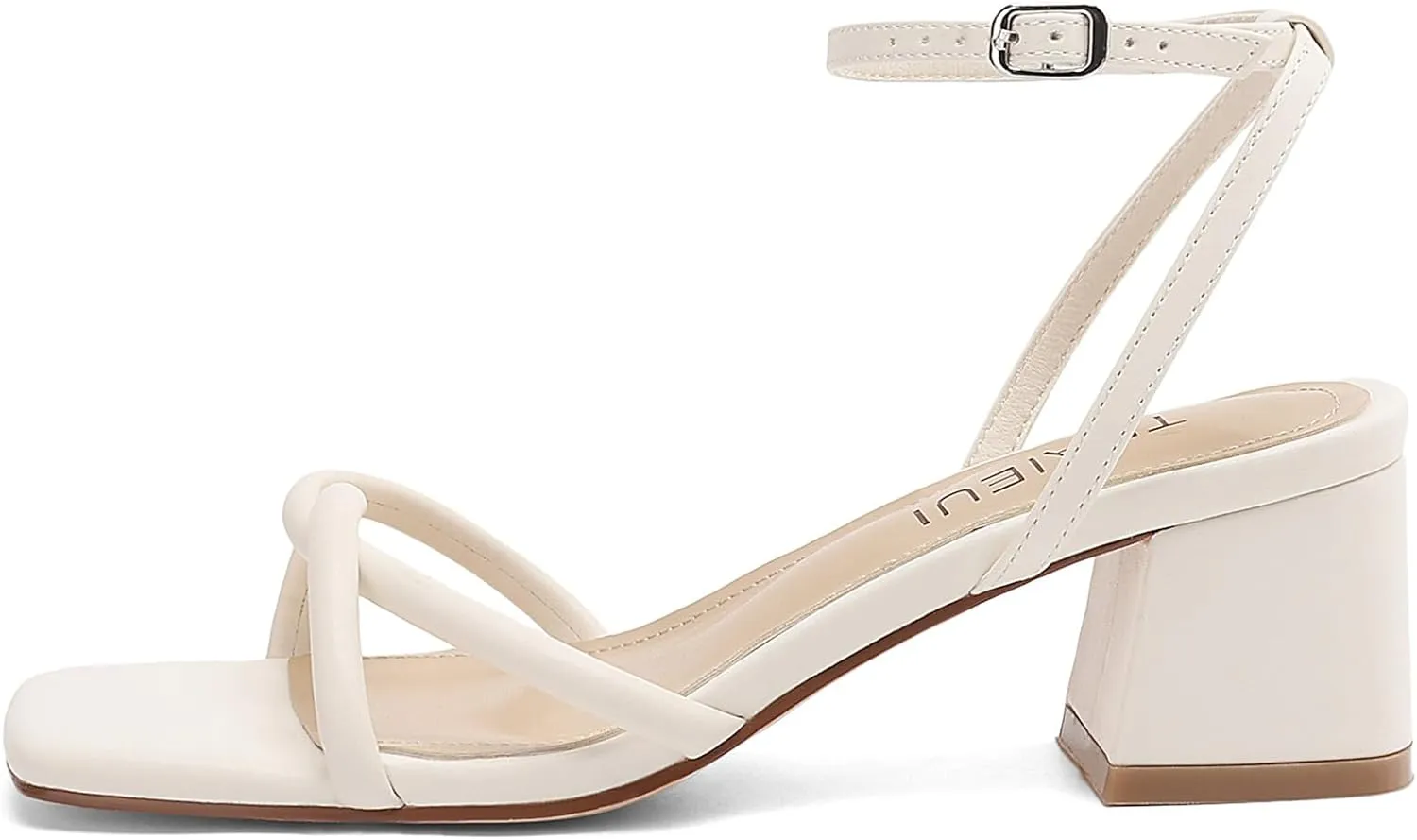 Women's Sandals Strappy Heels for Women Dressy Open Square Toe Comfort Chunky Block Heel Dress Shoes for Prom Party Wedding
