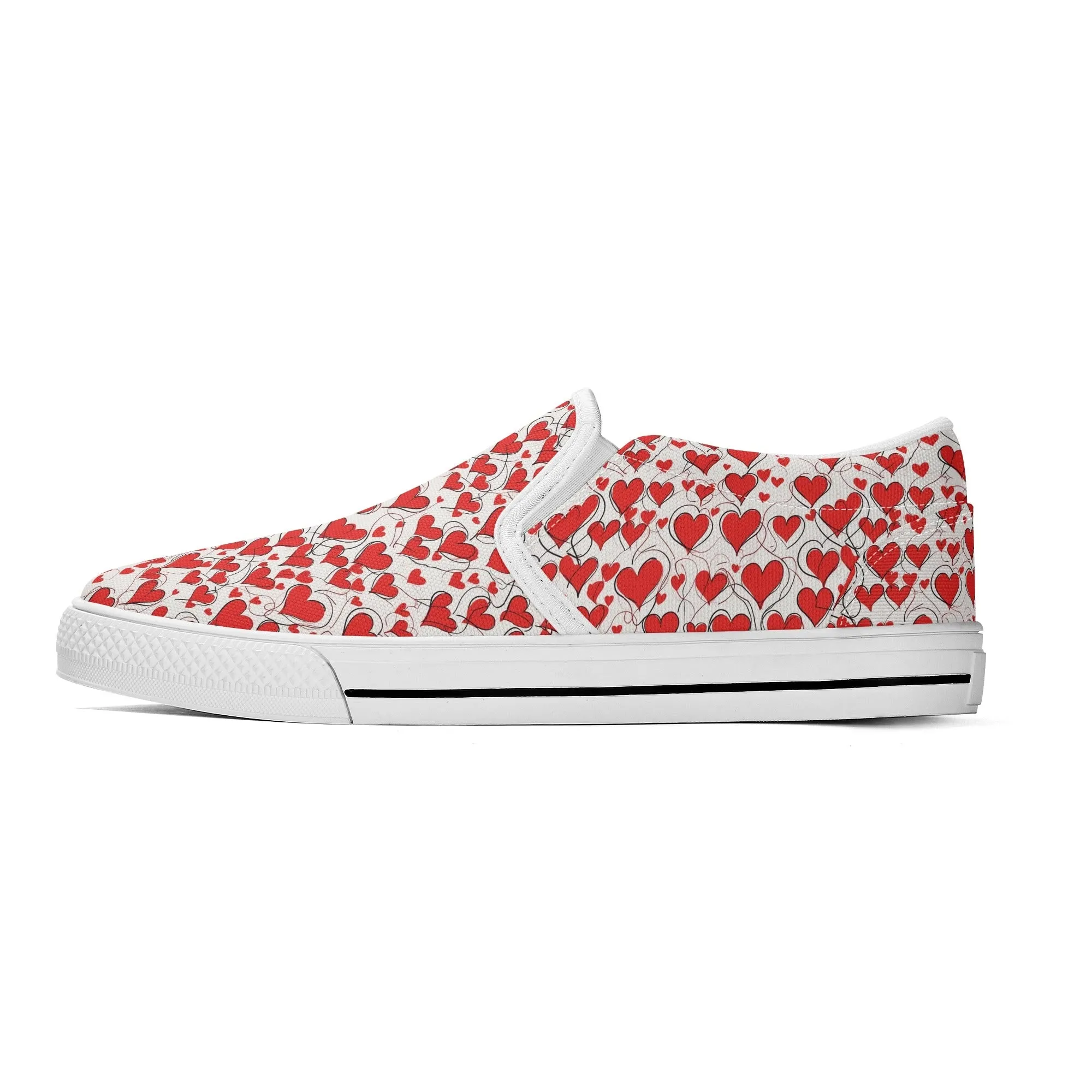 Womens Scribble Hearts Rubber Slip On Shoes