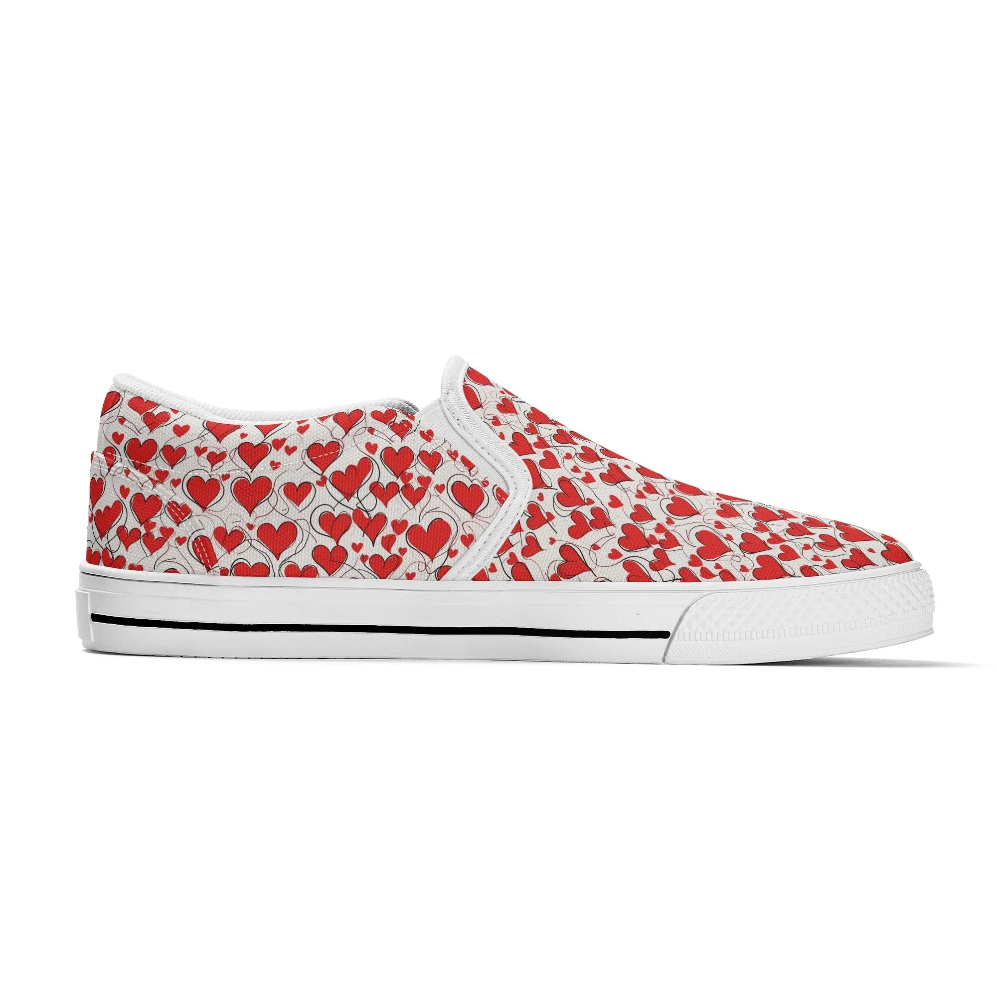 Womens Scribble Hearts Rubber Slip On Shoes