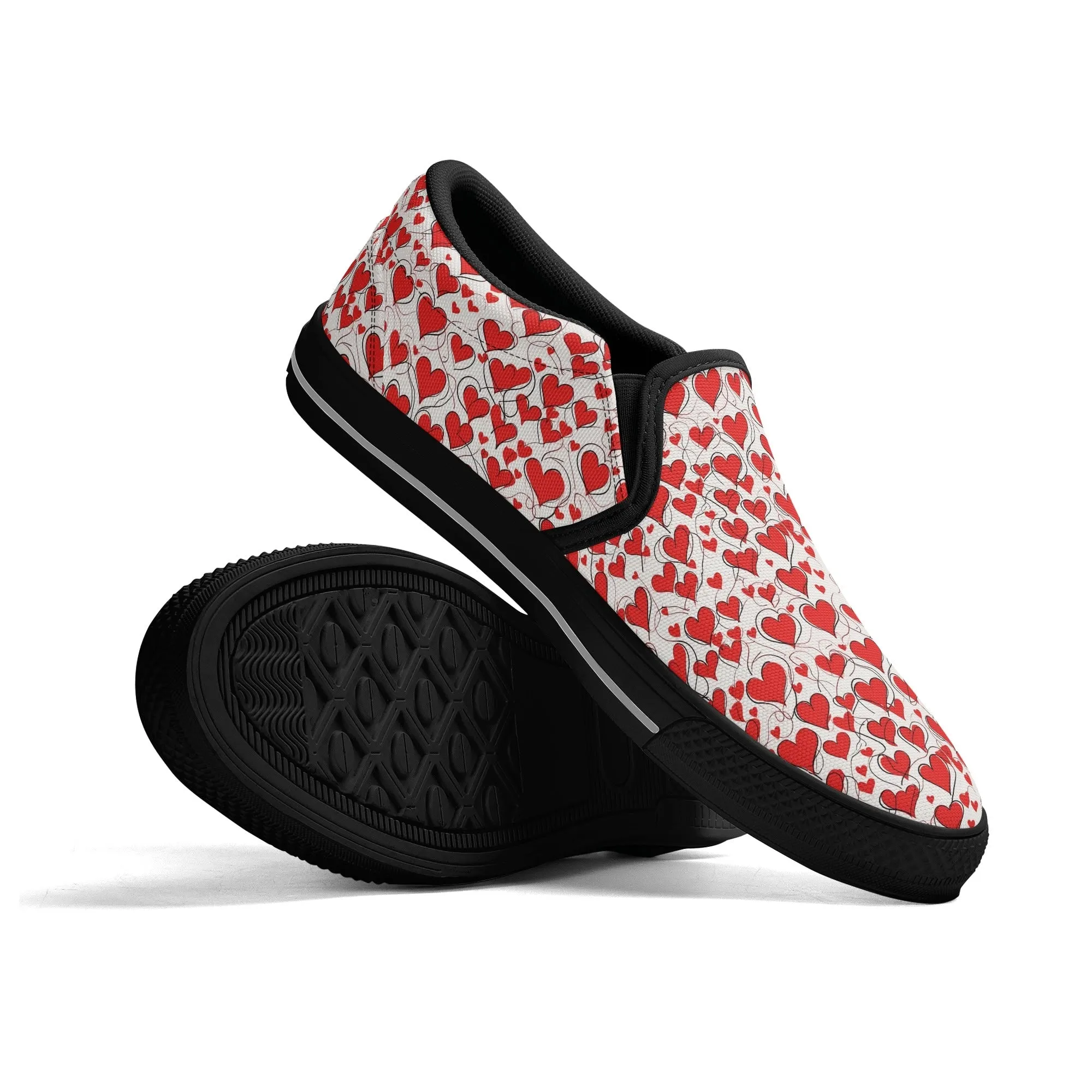 Womens Scribble Hearts Rubber Slip On Shoes