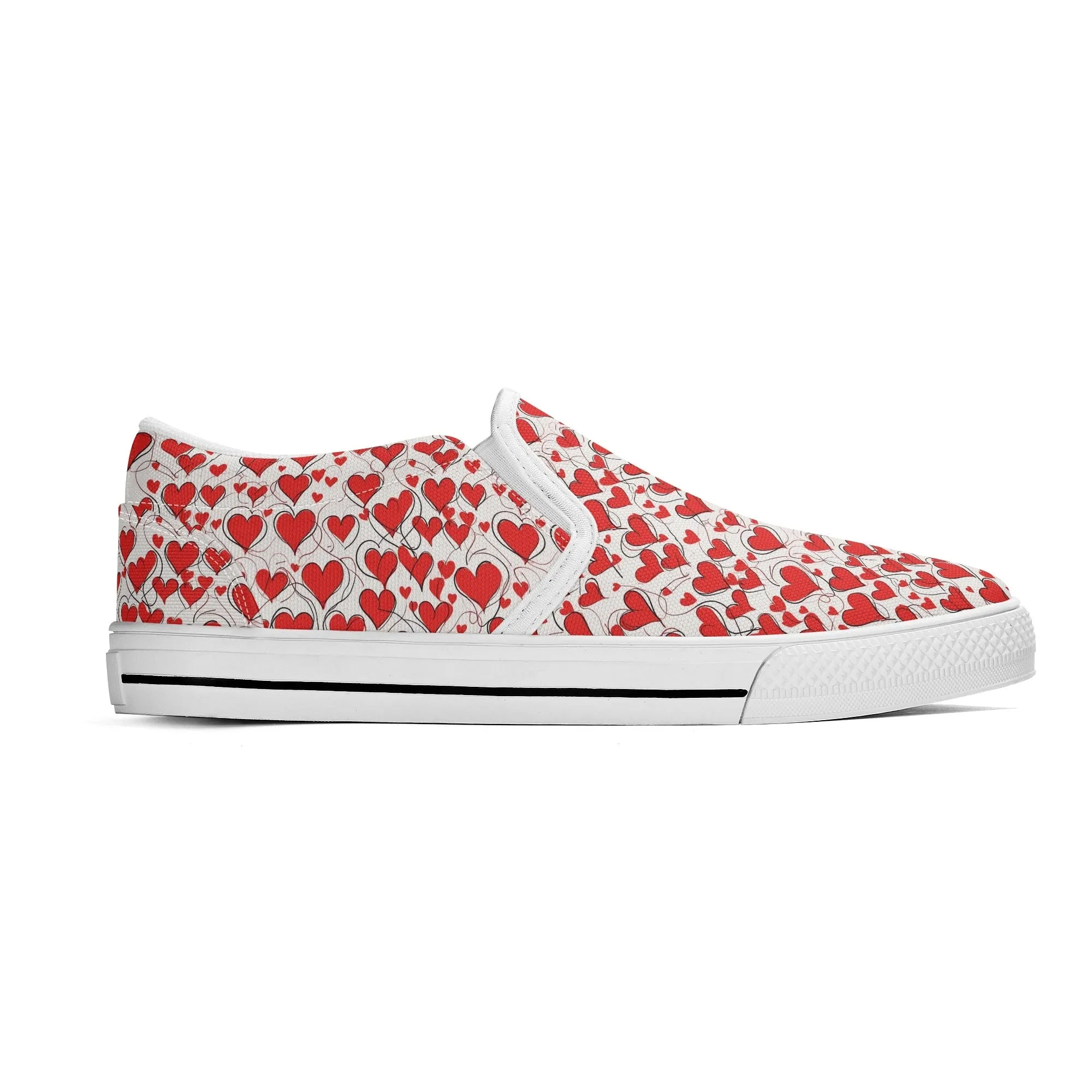 Womens Scribble Hearts Rubber Slip On Shoes