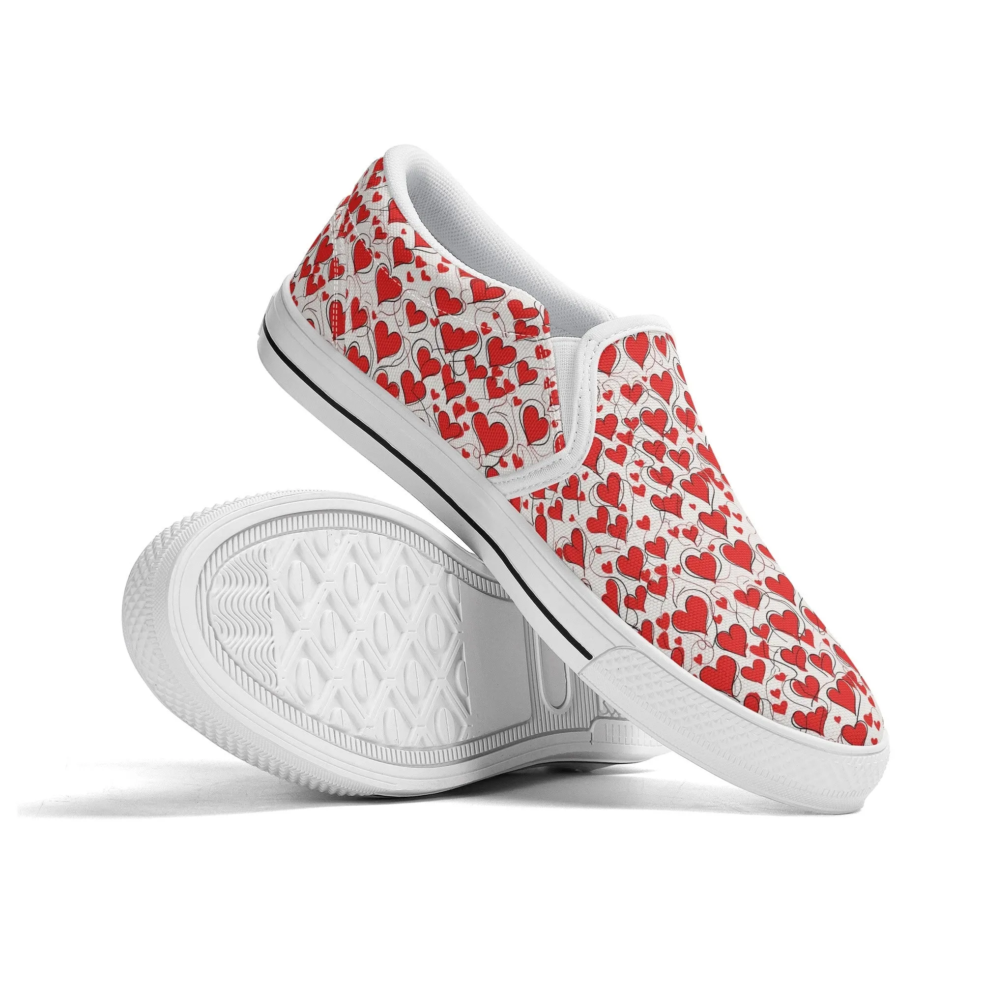 Womens Scribble Hearts Rubber Slip On Shoes