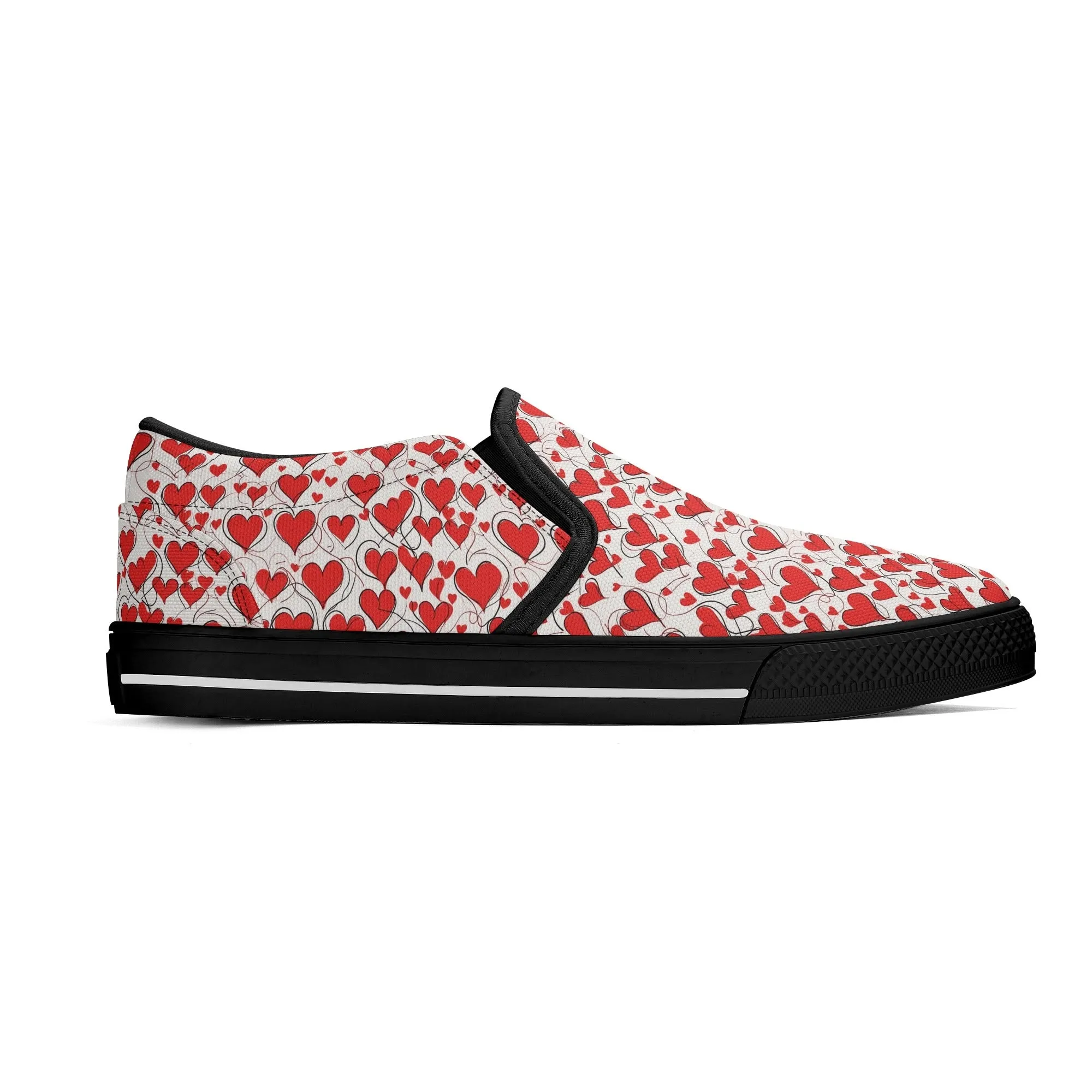 Womens Scribble Hearts Rubber Slip On Shoes
