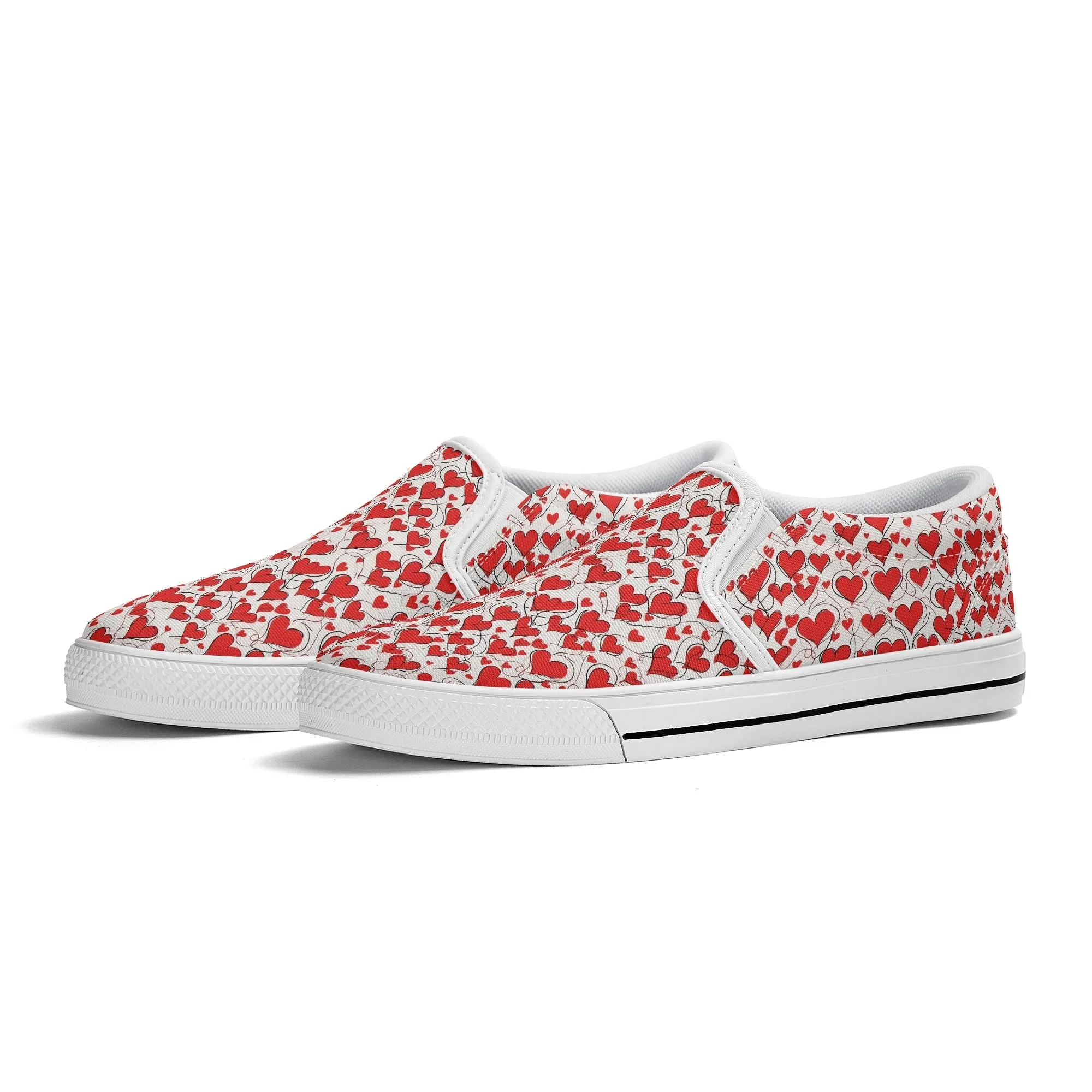 Womens Scribble Hearts Rubber Slip On Shoes