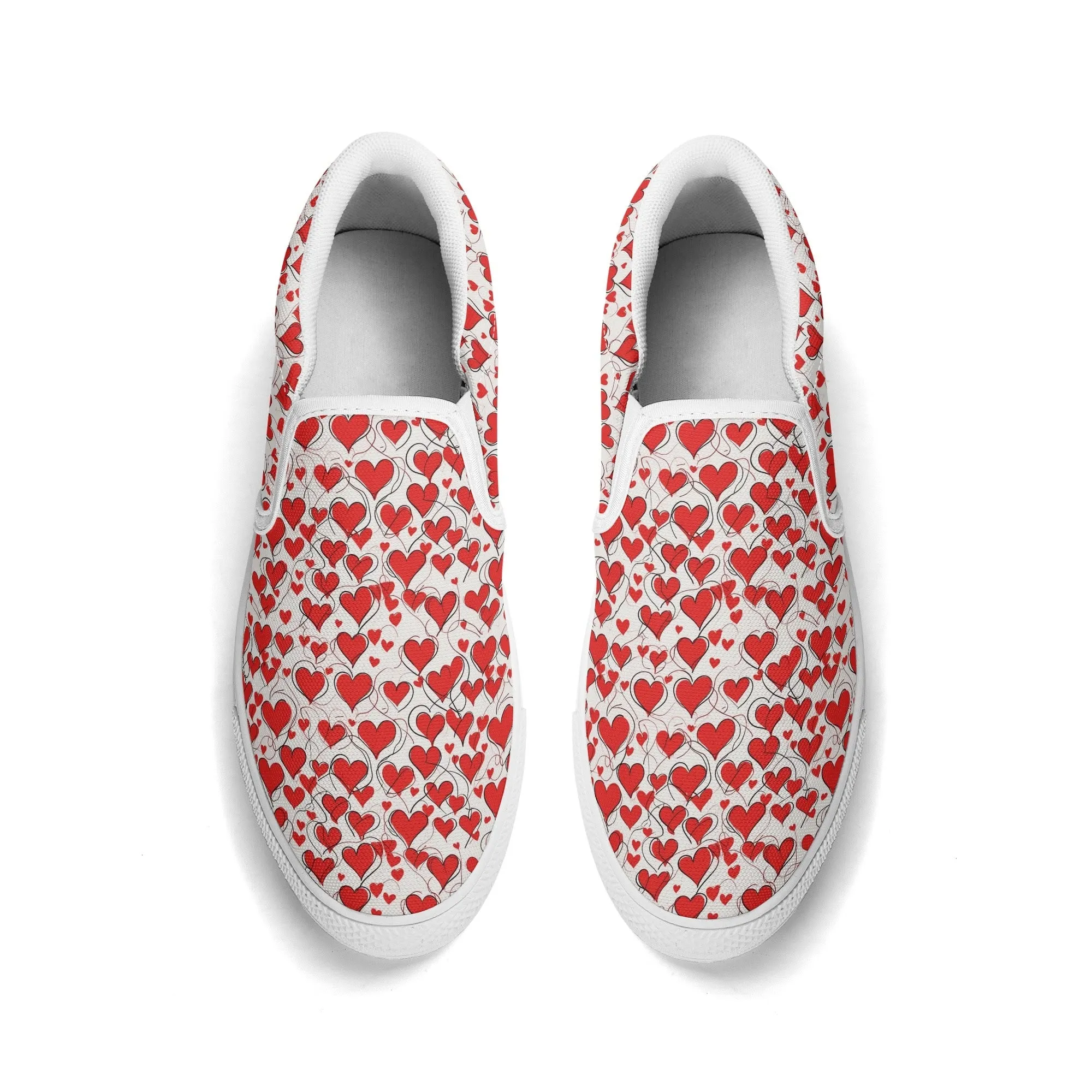 Womens Scribble Hearts Rubber Slip On Shoes