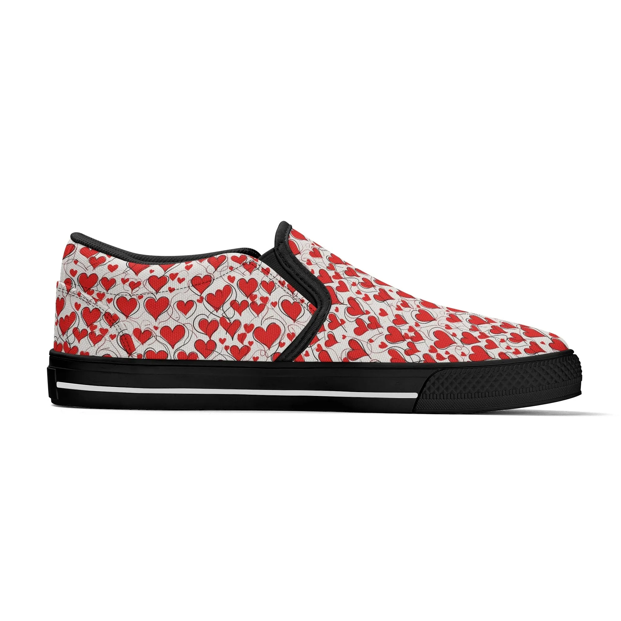 Womens Scribble Hearts Rubber Slip On Shoes