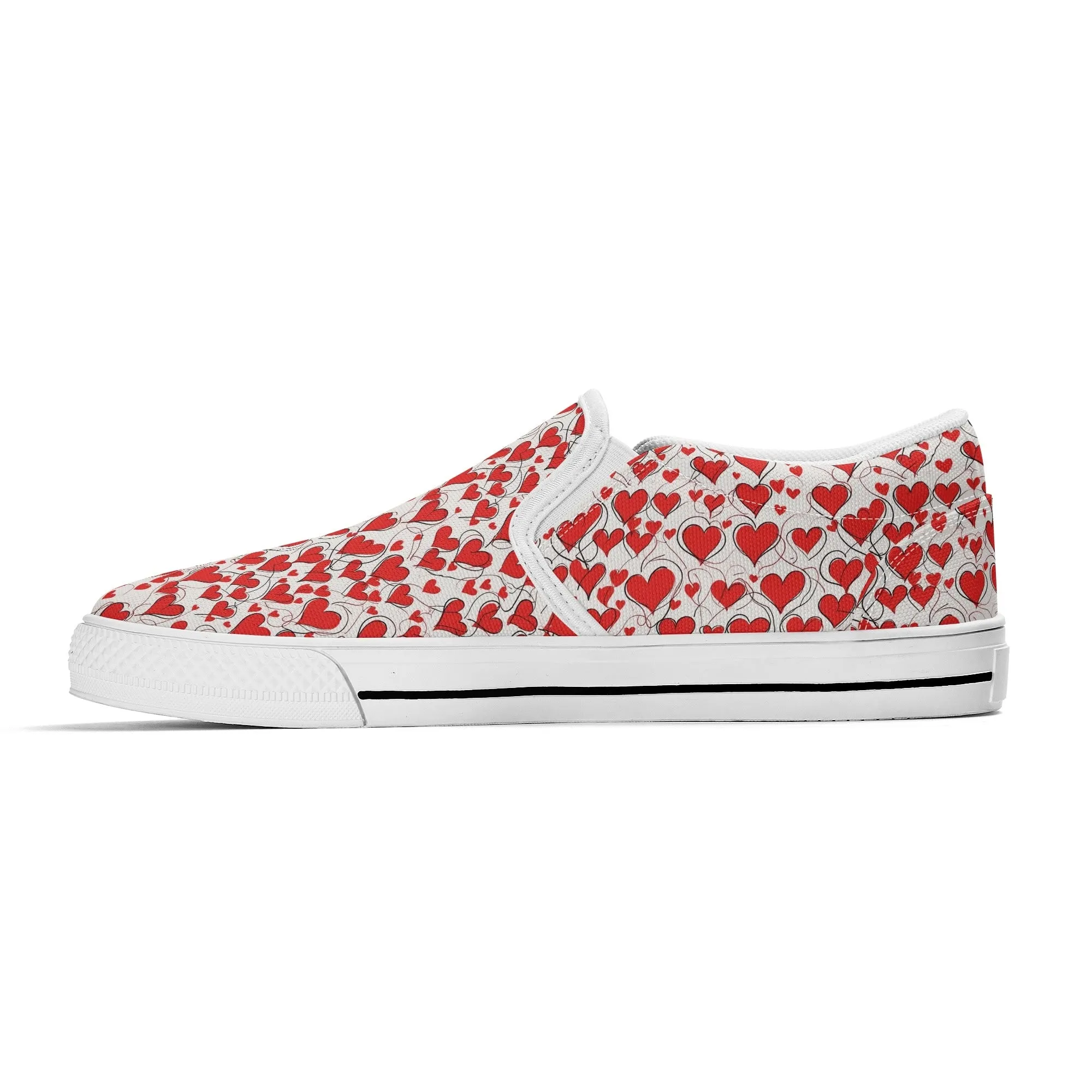 Womens Scribble Hearts Rubber Slip On Shoes