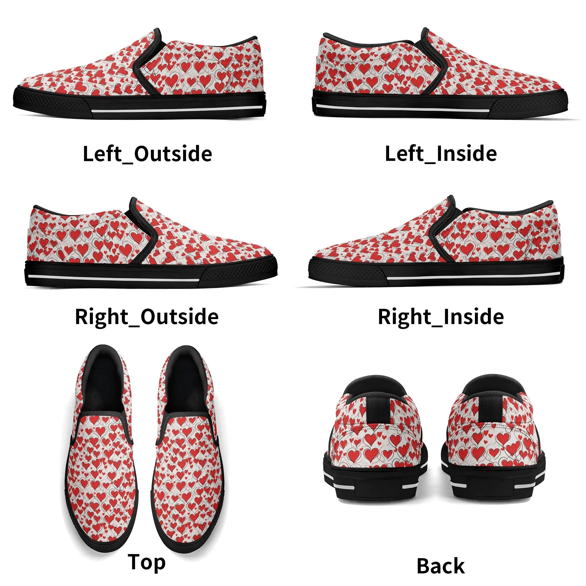 Womens Scribble Hearts Rubber Slip On Shoes
