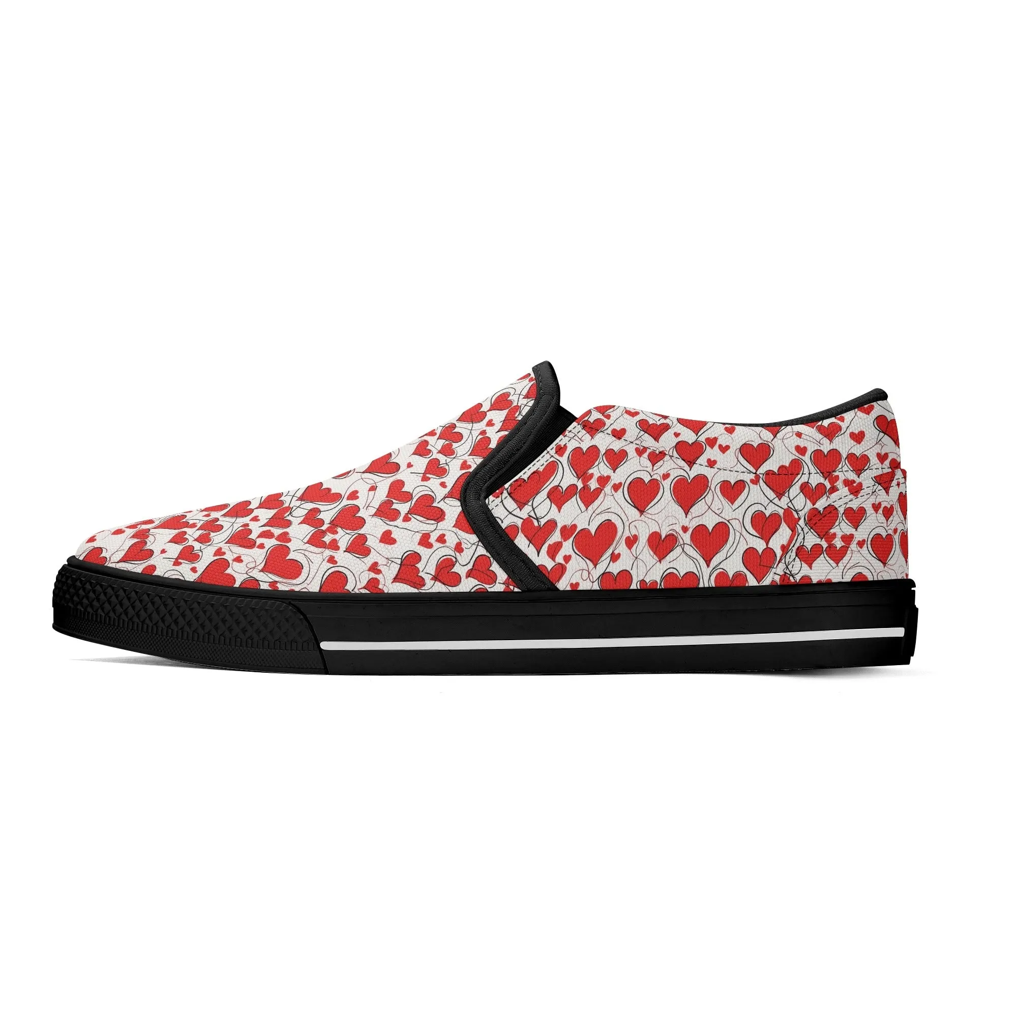 Womens Scribble Hearts Rubber Slip On Shoes