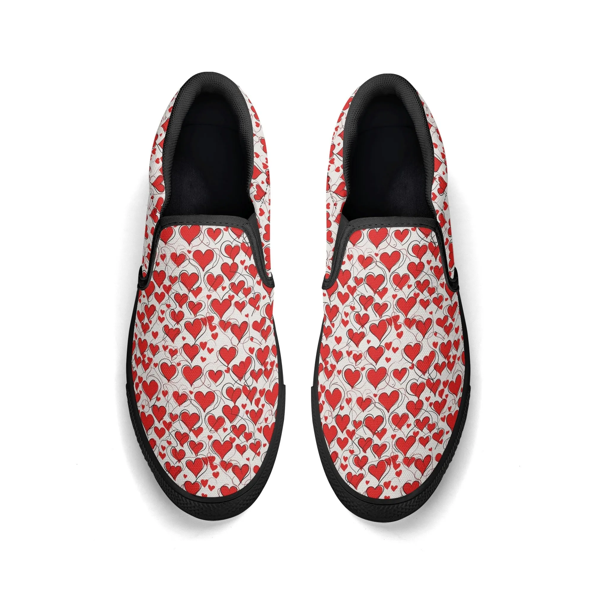 Womens Scribble Hearts Rubber Slip On Shoes