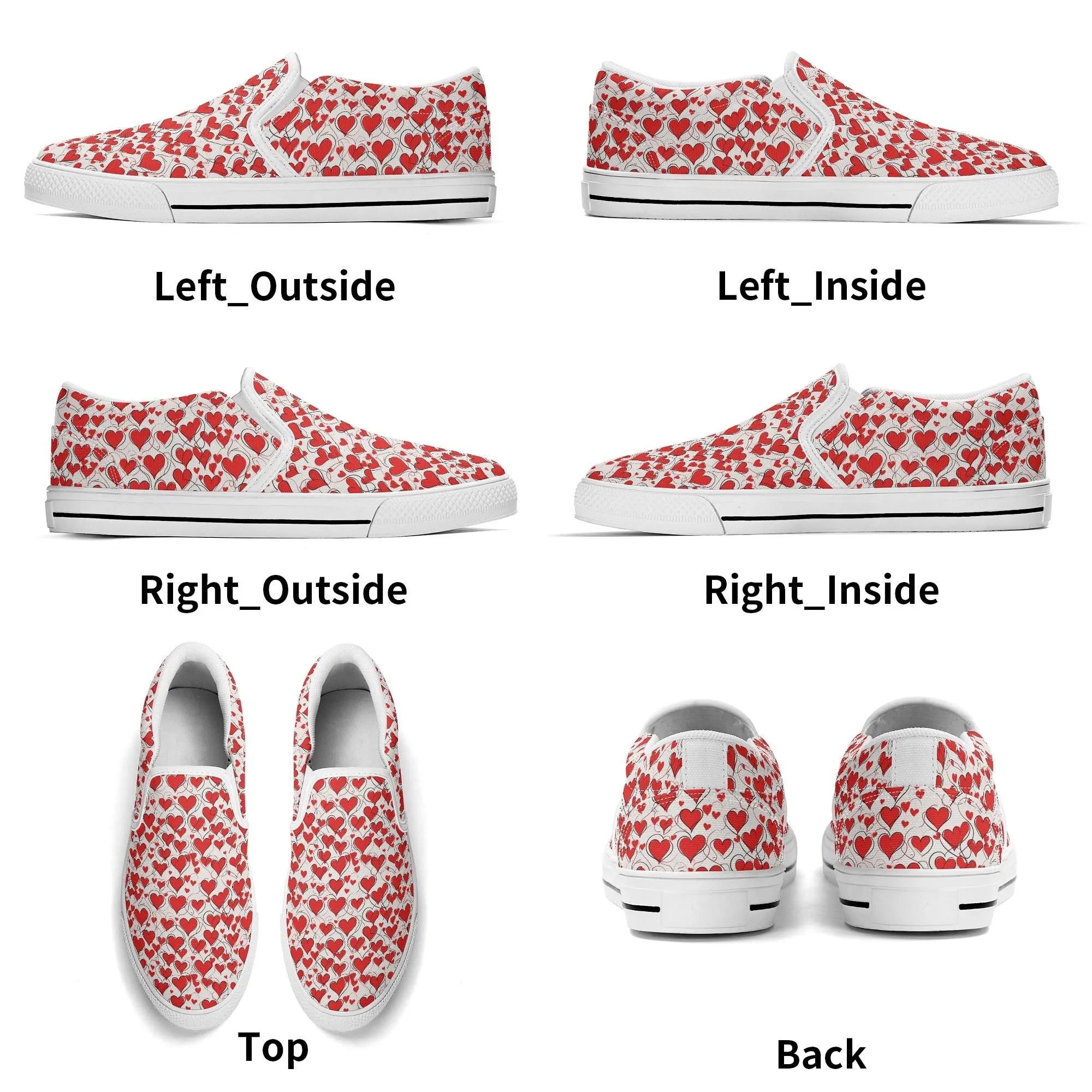 Womens Scribble Hearts Rubber Slip On Shoes