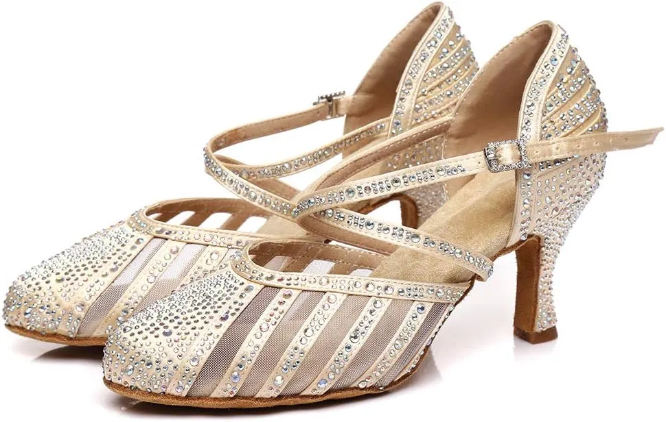 YKXLM Ballroom Dance Shoes for Women Latin Salsa Performance Professional Closed Toe Dance Shoes,Model L403